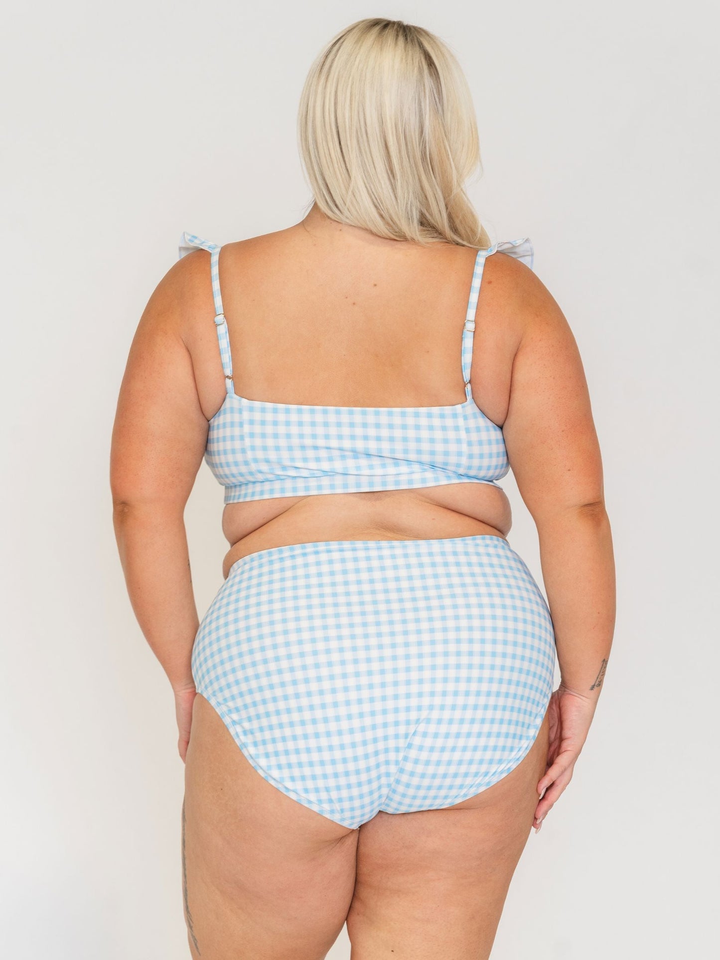 Sky Gingham High-Waist Bottom