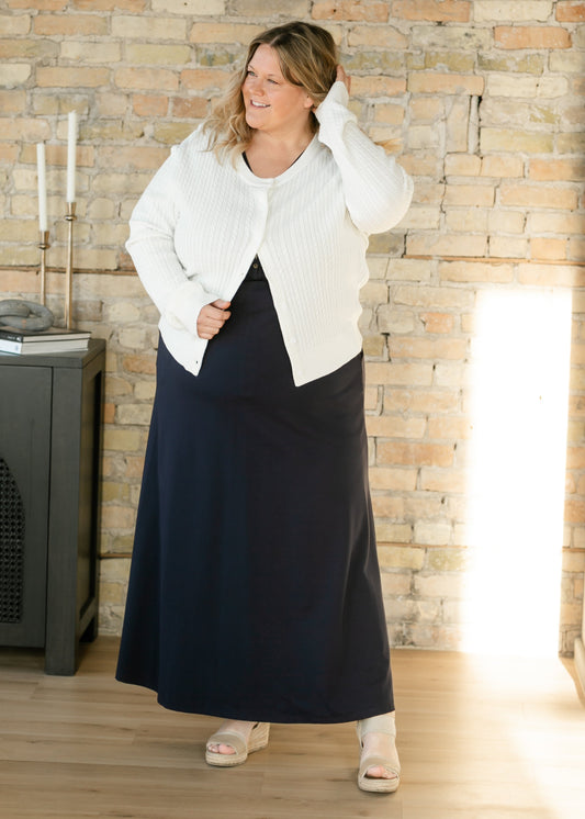 Ella Navy Cinched Waist Maxi Dress