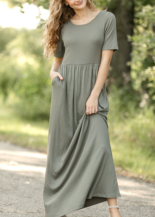 Jasmine Olive Ribbed Maxi Dress