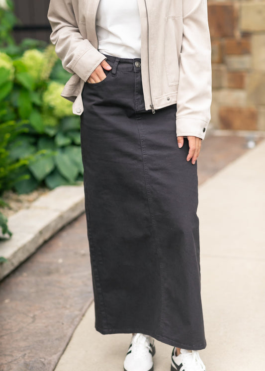 Stella Onyx Black Denim Maxi Skirt