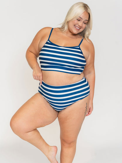 Navy Stripe High-Waist Bottom