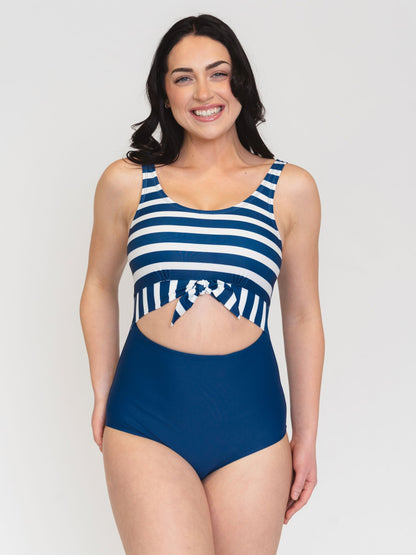 Navy Stripe Knotted One-Piece