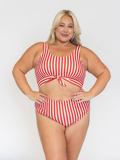 Red Stripe Knotted One-Piece