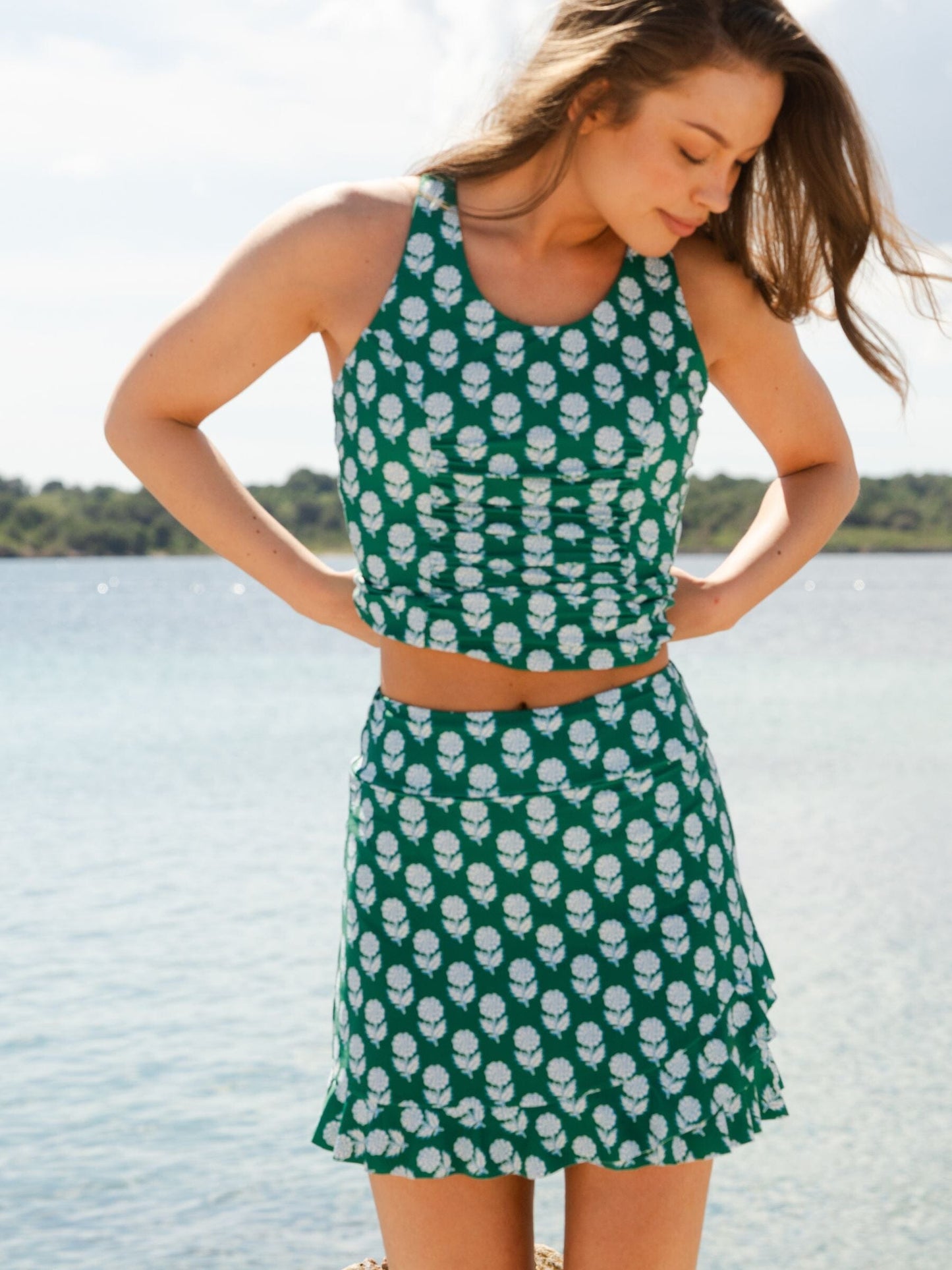 Juniper Charm Scoop Racer-Back Tankini Top