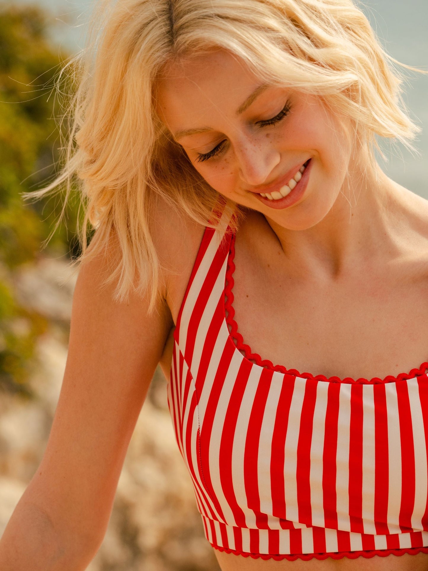 Red Stripe Scoop Bralette