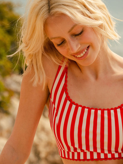 Red Stripe Scoop Bralette