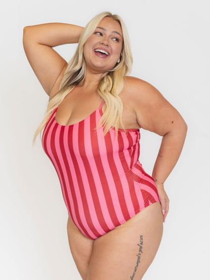 Ruby Stripe Tank One-Piece
