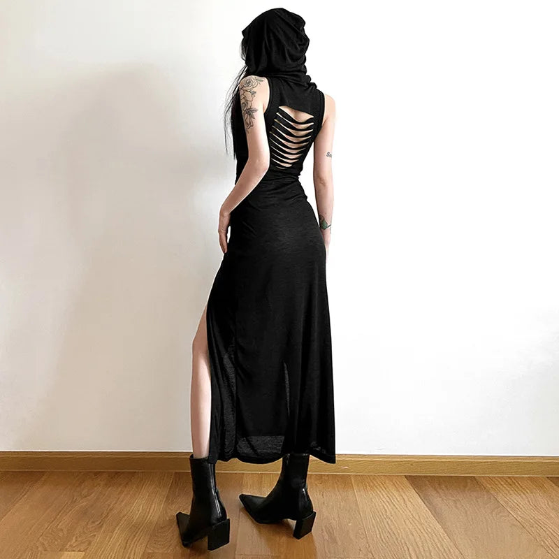 Solid Split-Side Midi Dress for Women