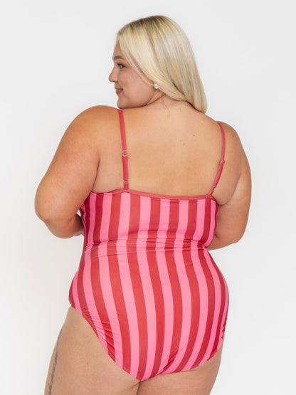 Ruby Stripe Tank One-Piece