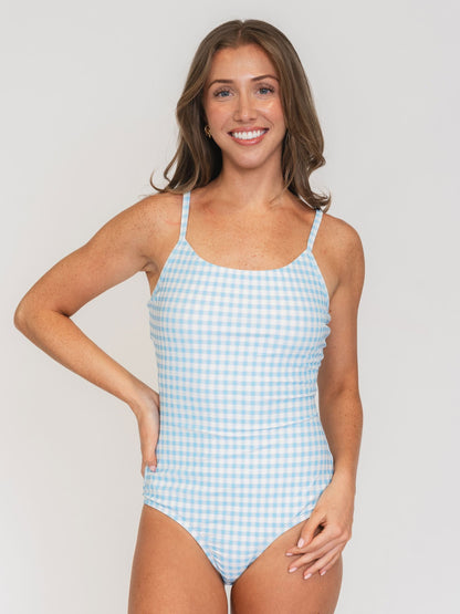 Sky Gingham Tank One-Piece