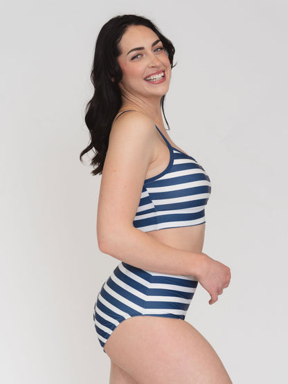 Navy Stripe High-Waist Bottom