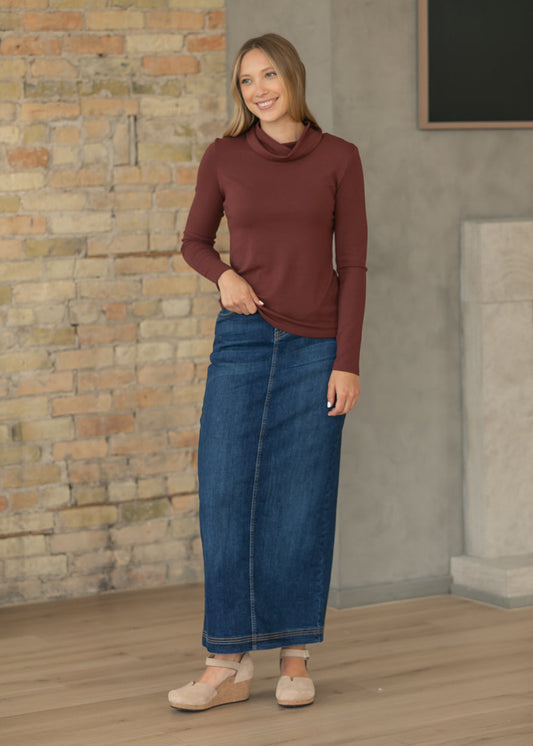 Bria Dark Wash Denim Maxi Skirt - FINAL SALE