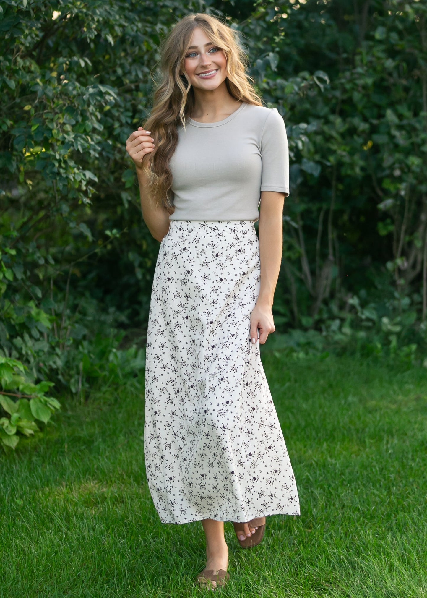 Braylyn Brown Floral Midi Skirt - FINAL SALE