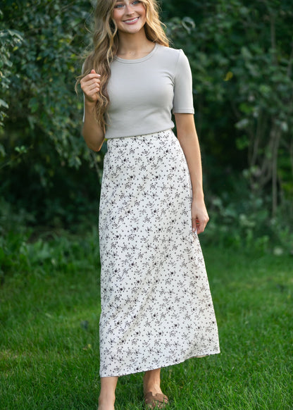 Braylyn Brown Floral Midi Skirt - FINAL SALE