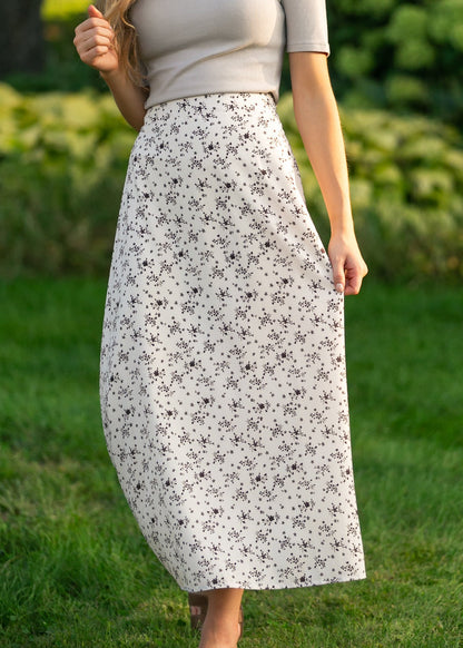 Braylyn Brown Floral Midi Skirt - FINAL SALE