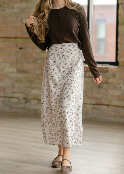 Braylyn Brown Floral Midi Skirt - FINAL SALE