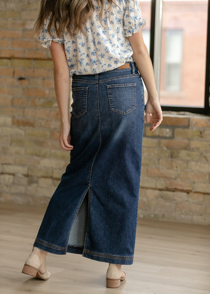 Bria Dark Wash Denim Maxi Skirt - FINAL SALE