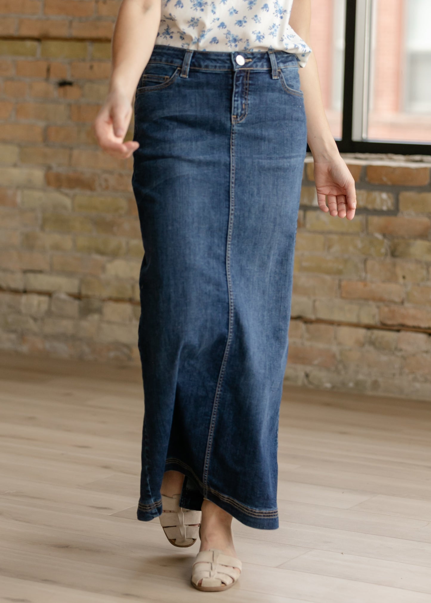 Bria Dark Wash Denim Maxi Skirt - FINAL SALE