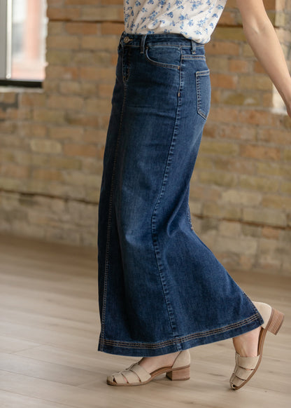 Bria Dark Wash Denim Maxi Skirt - FINAL SALE