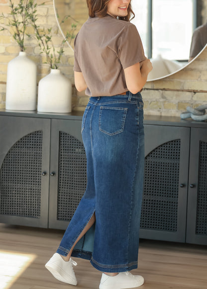 Bria Dark Wash Denim Maxi Skirt - FINAL SALE