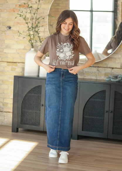 Bria Dark Wash Denim Maxi Skirt - FINAL SALE