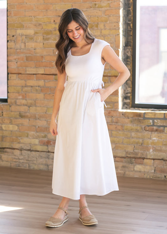 Eleanor White A-line Maxi Dress - FINAL SALE