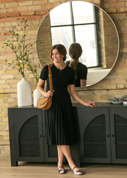 Emersyn Black Pleated Midi Dress - FINAL SALE