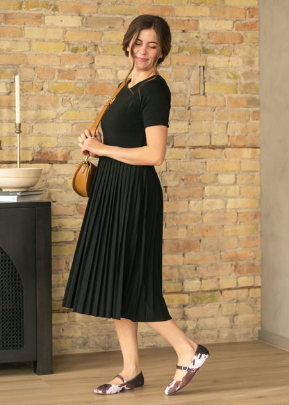 Emersyn Black Pleated Midi Dress - FINAL SALE