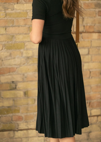 Emersyn Black Pleated Midi Dress - FINAL SALE
