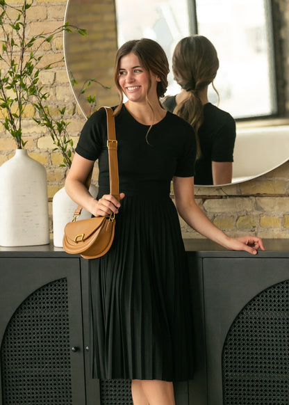 Emersyn Black Pleated Midi Dress - FINAL SALE