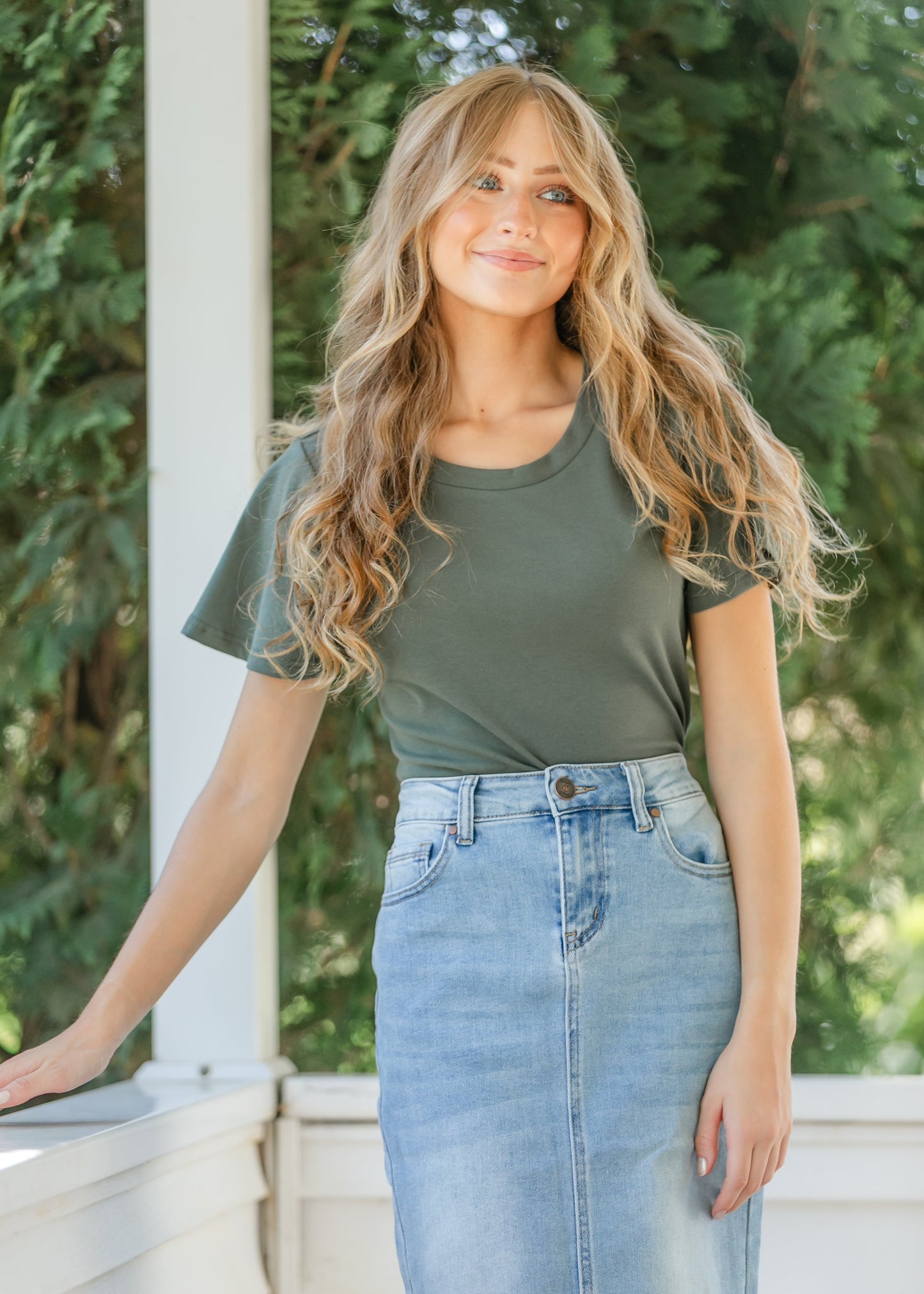 Essential Olive Flutter Sleeve Top