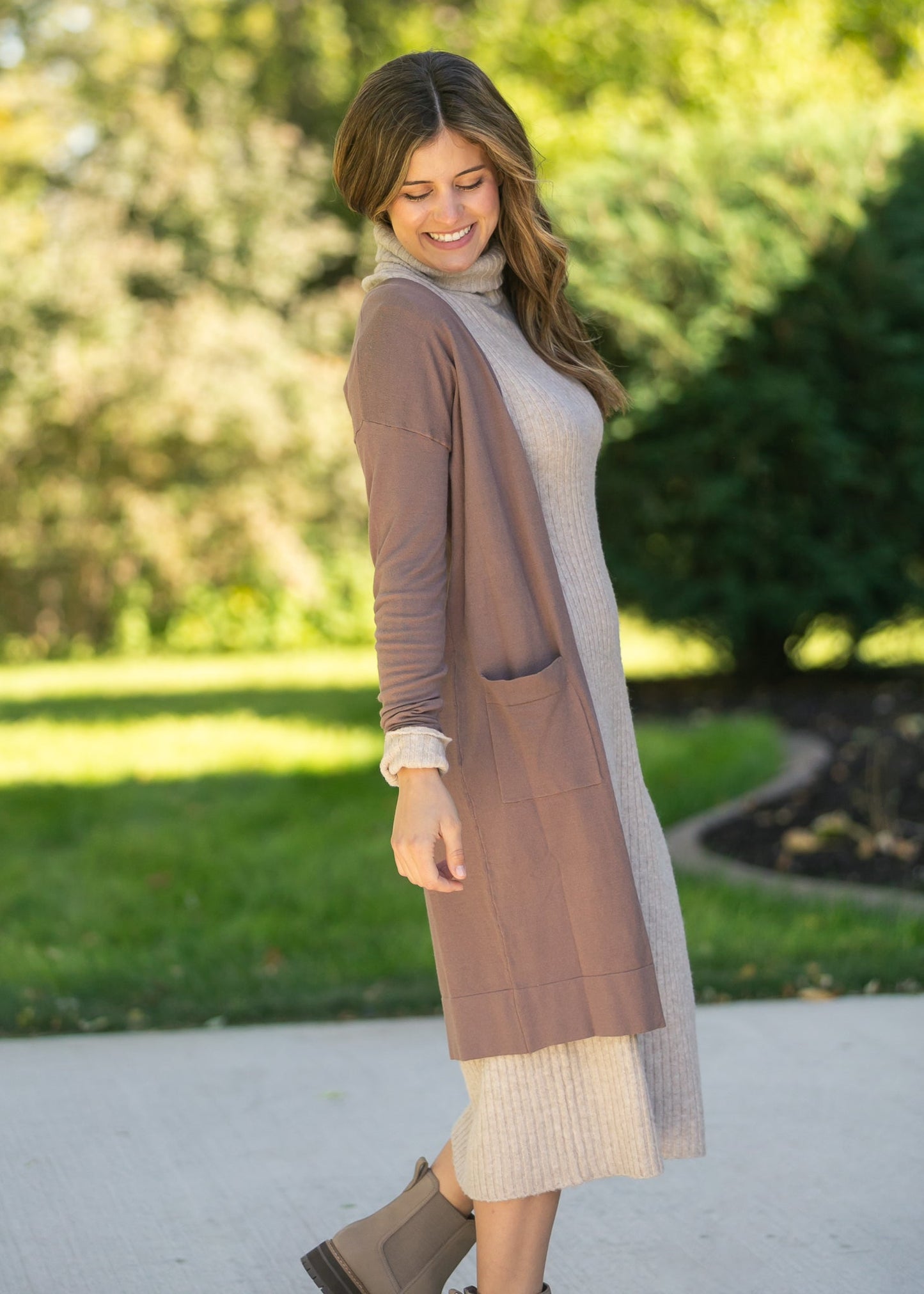 Essential Toffee Long + Soft Cardigan