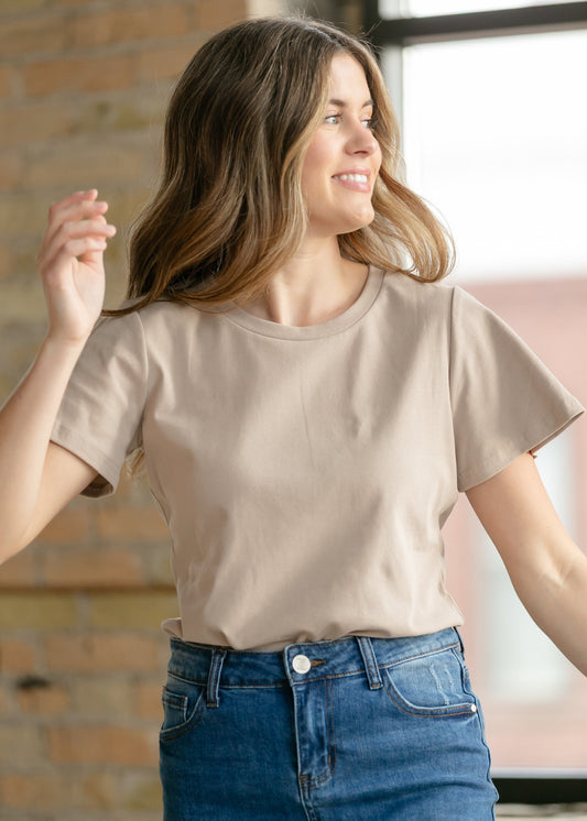 Essential Sand Flutter Sleeve Top