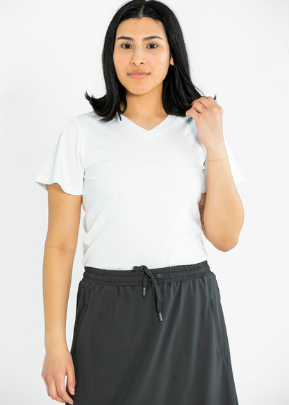 Essential V-neck Flutter Sleeve Top - FINAL SALE