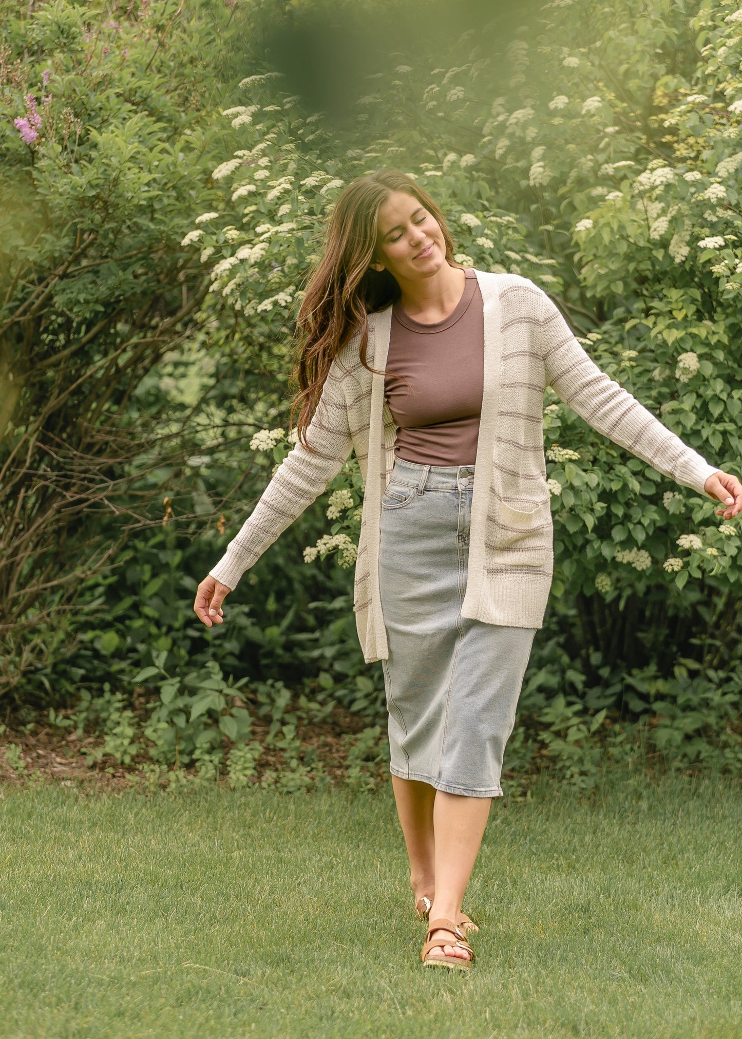 Greta Light Wash Midi Denim Skirt - FINAL SALE