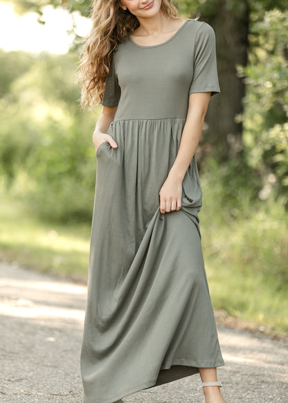 Jasmine Olive Ribbed Maxi Dress