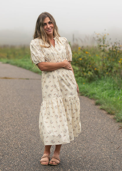 Katrina Half Sleeve Floral Midi Dress - FINAL SALE