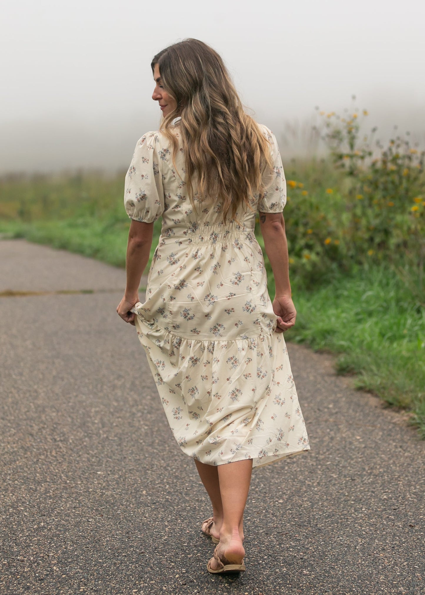 Katrina Half Sleeve Floral Midi Dress - FINAL SALE