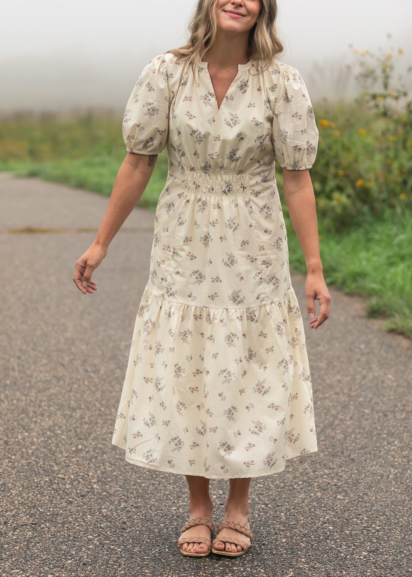 Katrina Half Sleeve Floral Midi Dress - FINAL SALE