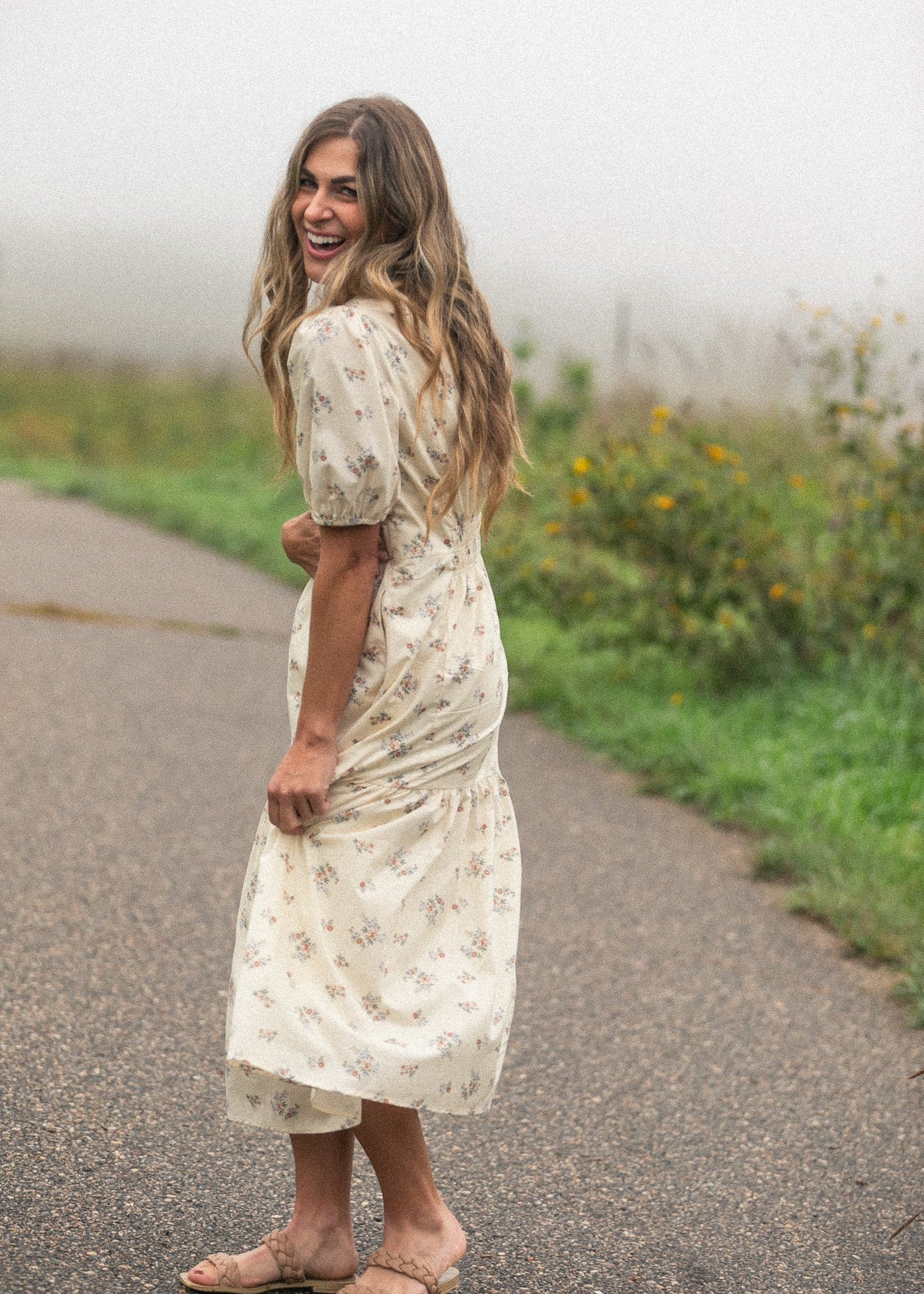 Katrina Half Sleeve Floral Midi Dress - FINAL SALE