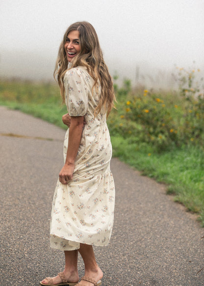 Katrina Half Sleeve Floral Midi Dress - FINAL SALE