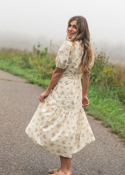 Katrina Half Sleeve Floral Midi Dress - FINAL SALE