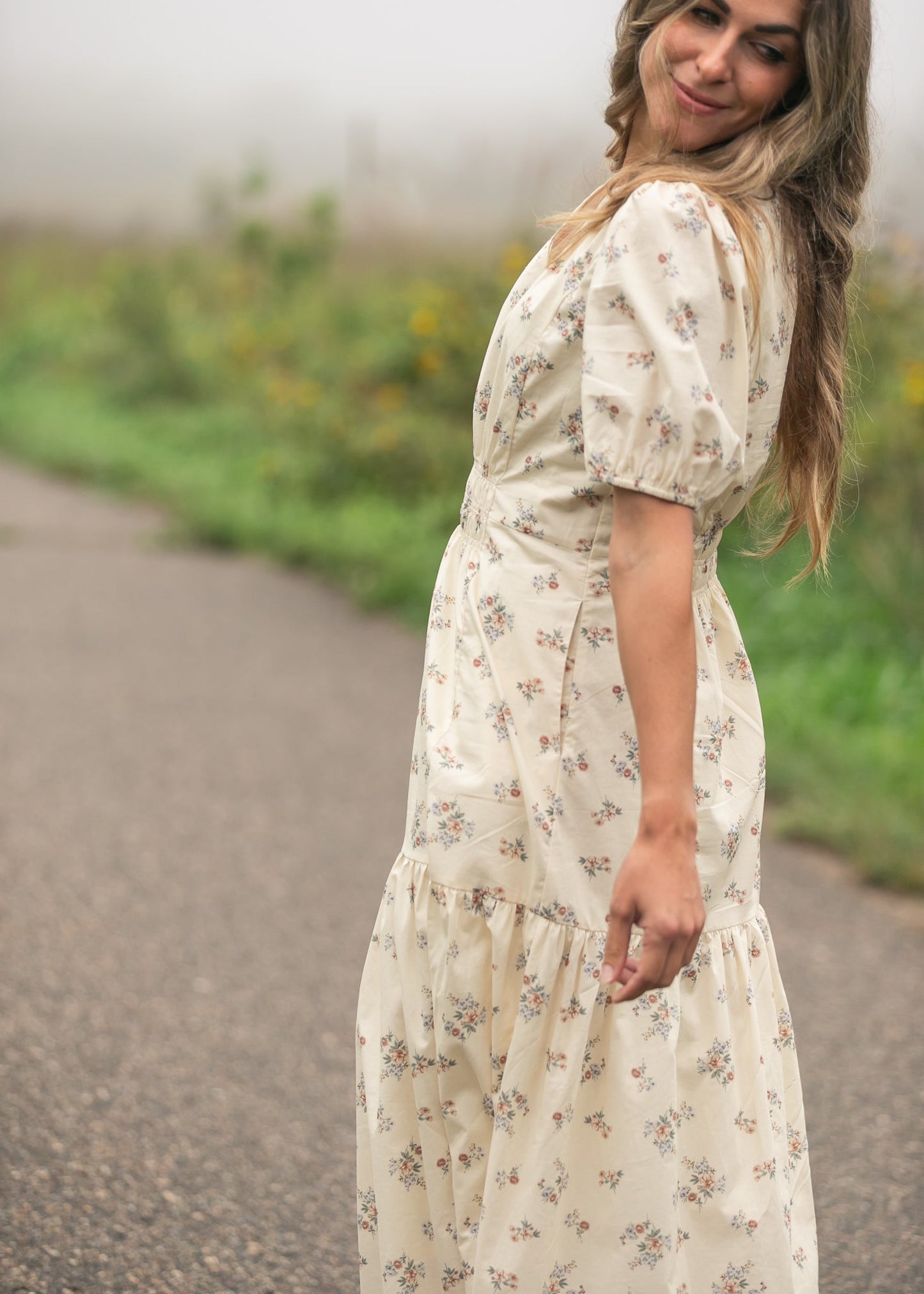 Katrina Half Sleeve Floral Midi Dress - FINAL SALE