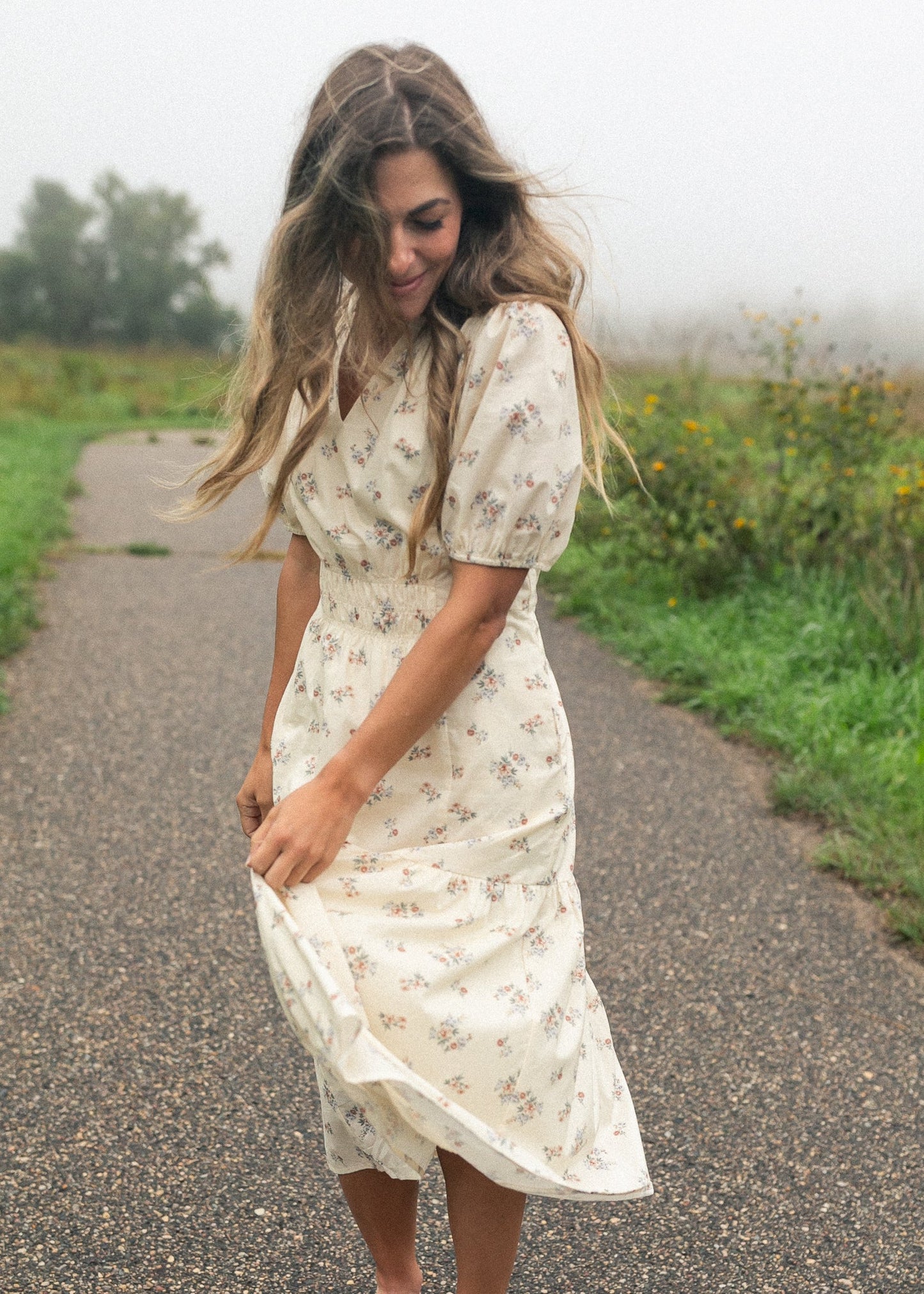 Katrina Half Sleeve Floral Midi Dress - FINAL SALE