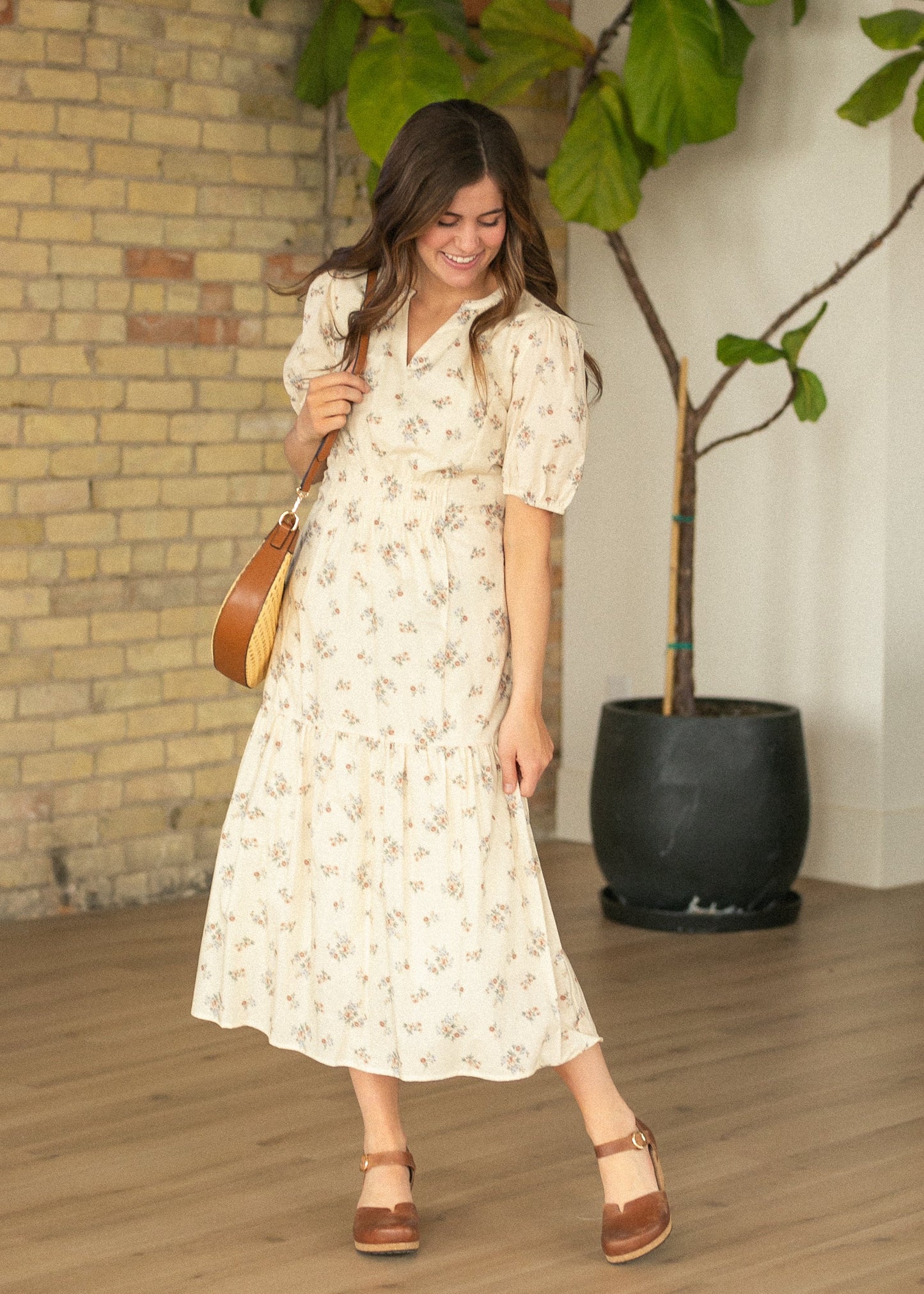 Katrina Half Sleeve Floral Midi Dress - FINAL SALE
