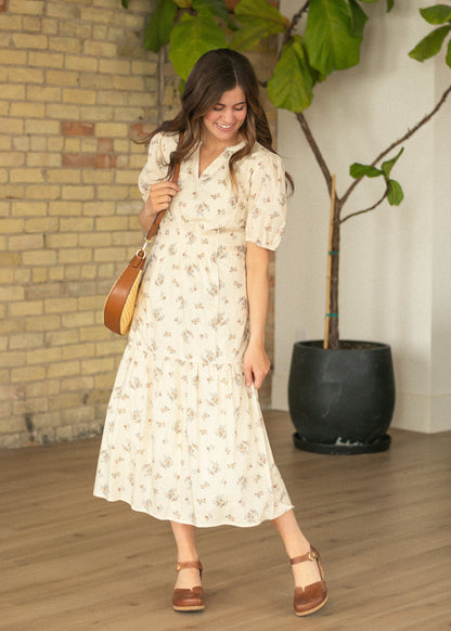 Katrina Half Sleeve Floral Midi Dress - FINAL SALE