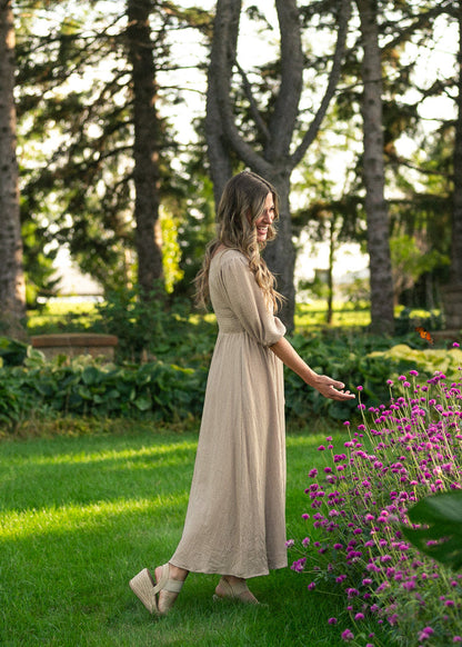 Kayleen Tan Smocked Bodice Gauze Dress - FINAL SALE