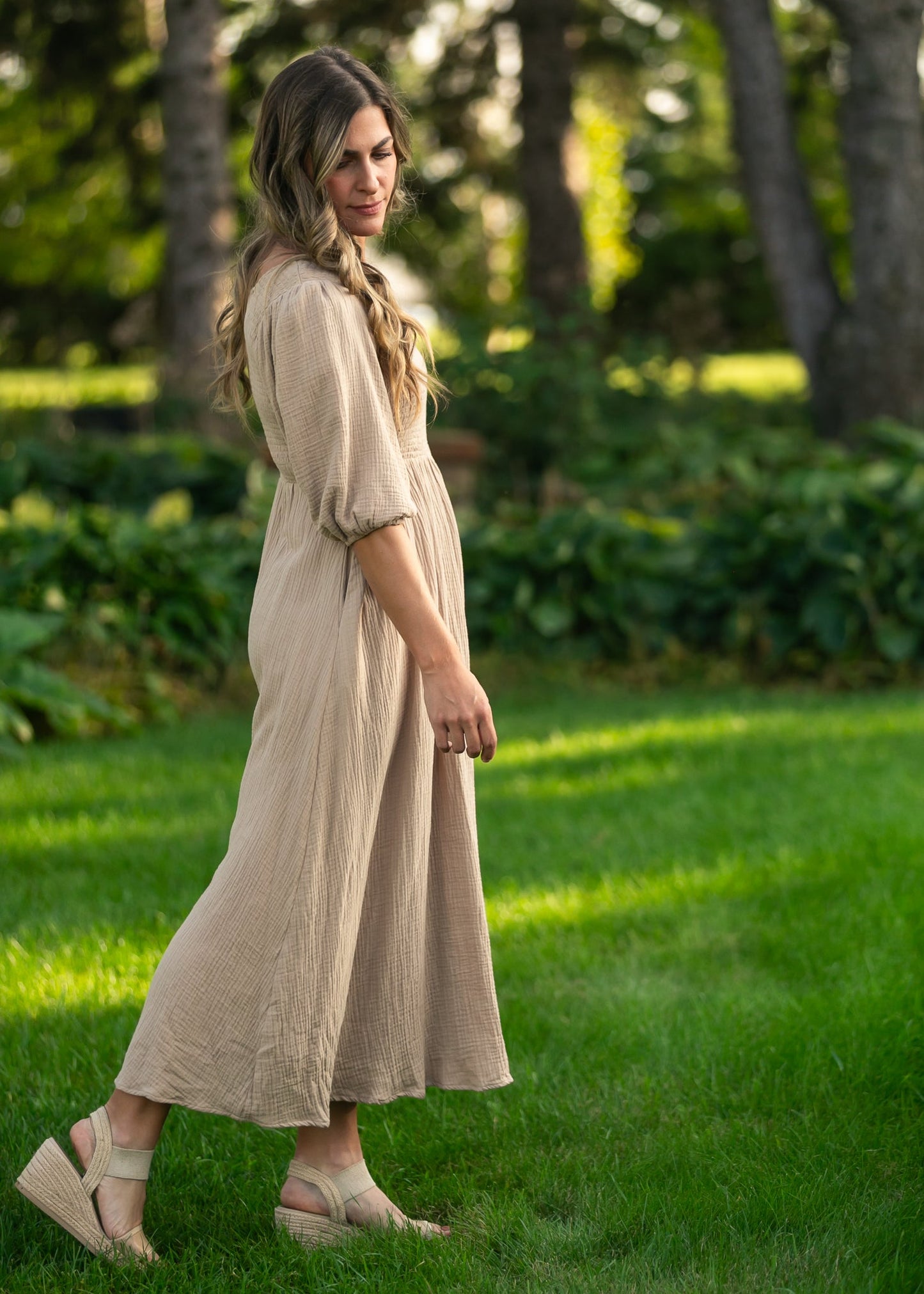 Kayleen Tan Smocked Bodice Gauze Dress - FINAL SALE