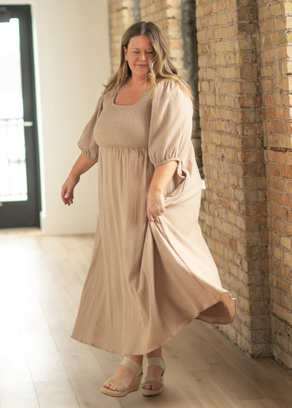 Kayleen Tan Smocked Bodice Gauze Dress - FINAL SALE