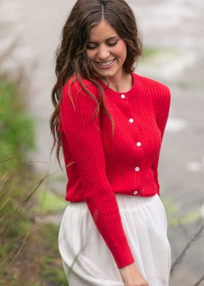 Mason Red Button Up Cardigan